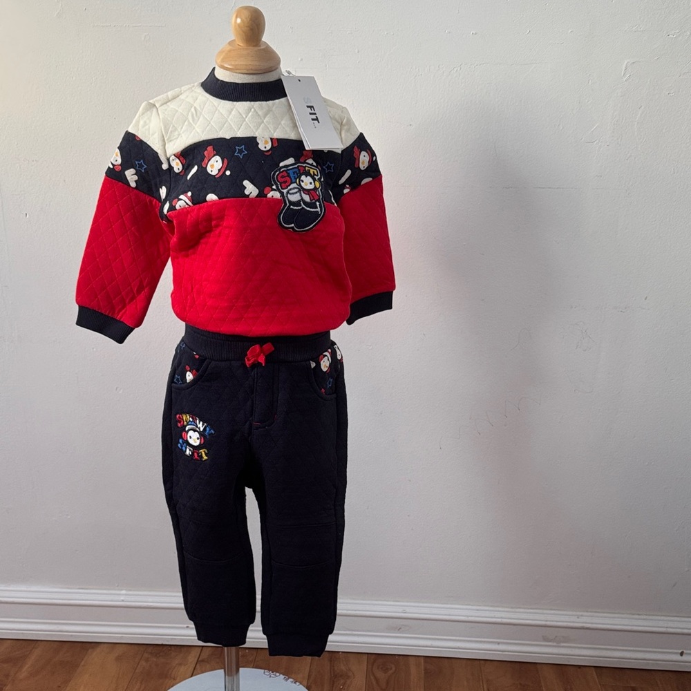 Cozy Kids Red and Black Jogger Set
